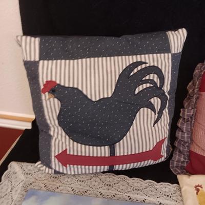GLASS CUTTING BOARD, THROW PILLOWS, WALL HANGING AND POT HOLDER