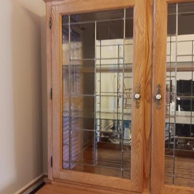 VERY NICE LIGHTED HUTCH WITH CABINETS AND FELT LINED DRAWERS