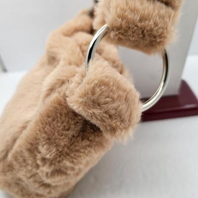 NWT Gilda Paris Beige Faux Fur Pouch Purse