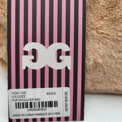 NWT Gilda Paris Beige Faux Fur Pouch Purse