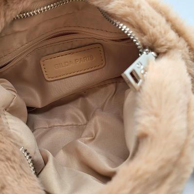 NWT Gilda Paris Beige Faux Fur Pouch Purse