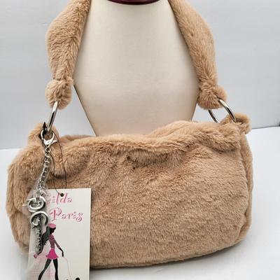 NWT Gilda Paris Beige Faux Fur Pouch Purse