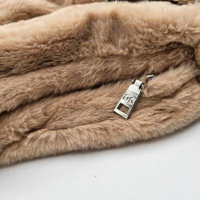 NWT Gilda Paris Beige Faux Fur Pouch Purse