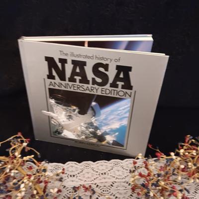 NASA ANNIVERSARY EDITION COFFEE TABLE BOOK AND RED, WHITE AND BLUE GARLAND