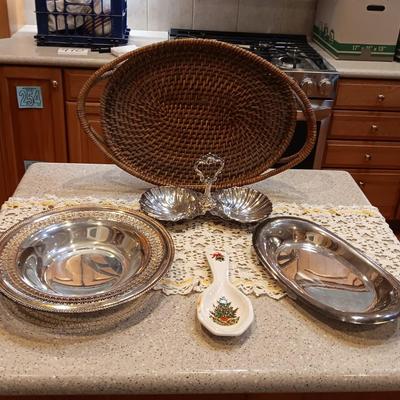 SILVER PLATE SERVING PIECES AND MORE