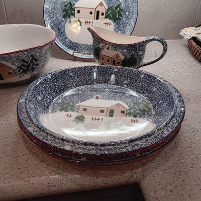HUGE SET OF HOLLY MOUNTAIN LODGE DINNERWARE (Just in time for the holidays)