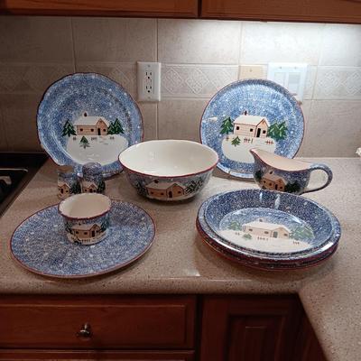 HUGE SET OF HOLLY MOUNTAIN LODGE DINNERWARE (Just in time for the holidays)