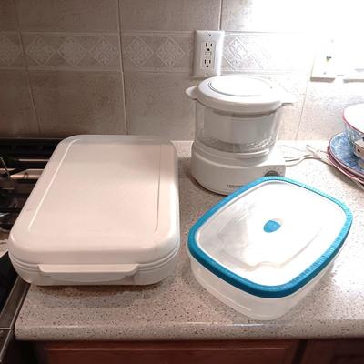 ELECTRIC STEAMER, ALADDIN CASSEROLE WARMER AND STORAGE CONTAINER