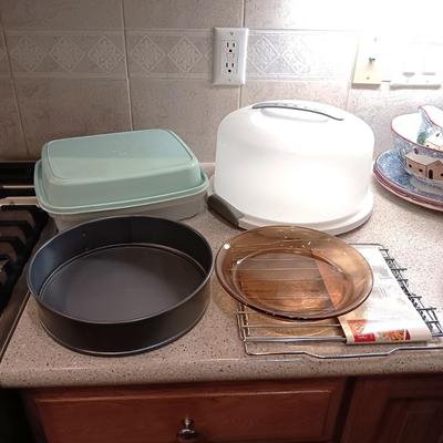 CAKE KEEPER, TUPPERWARE CONTAINER, PIE PLATE AND MORE
