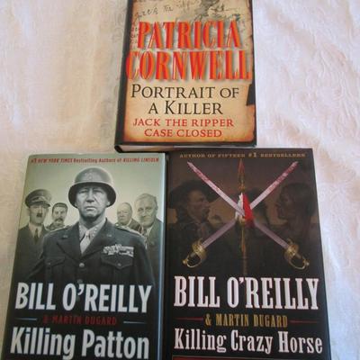 2 Bill O'Reilly novels, 1 Patricia Cornwell novel