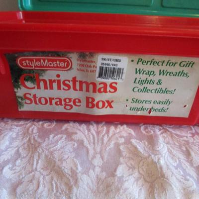 Christmas wrapping paper storage box with ribbon, gift boxes, and 3 new rolls of Christmas wrapping paper