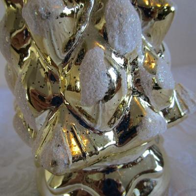 Vintage 12" twinkling glass tree, gold & white, has timer too for steady lights or twinkle lights