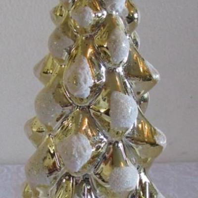 Vintage 12" twinkling glass tree, gold & white, has timer too for steady lights or twinkle lights