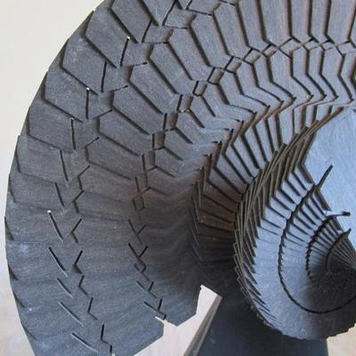 Vintage Slate decorative fan sculpture with dragon sculpted on it
