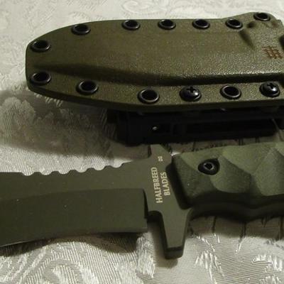 Halfbreed Blades Medium Clearance Knife (MCK-02 OD) K110 D2 recurve drop point blade 