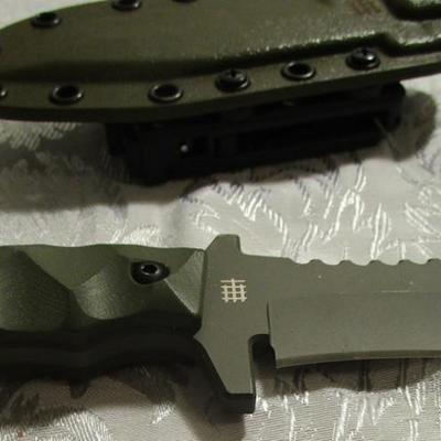 Halfbreed Blades Medium Clearance Knife (MCK-02 OD) K110 D2 recurve drop point blade 