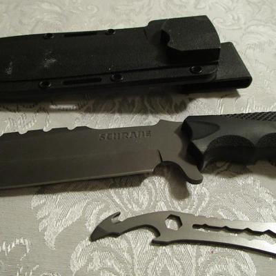 Schrade F27 survival knife SCHF27 butt of the handle can be used as a pry tool. Includes small handy pry tool.  High carbon stainless steel