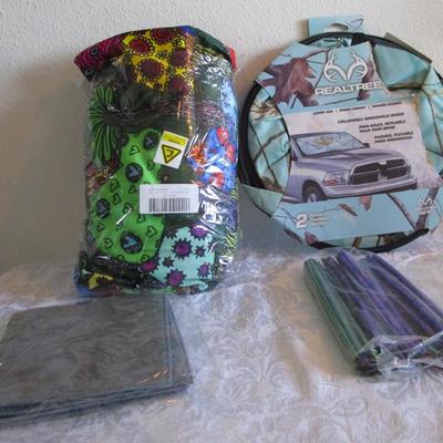 1 set of 2 Car seat covers, Windshield shade, door edge protectors, 12"x12" shammois