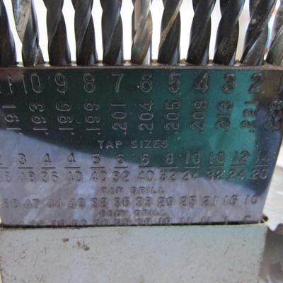 Vintage drill guide, 2 drill bit sets, various sizes