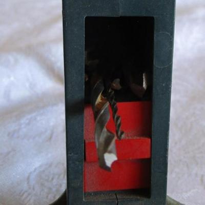 Vintage drill guide, 2 drill bit sets, various sizes