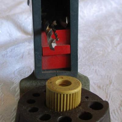 Vintage drill guide, 2 drill bit sets, various sizes