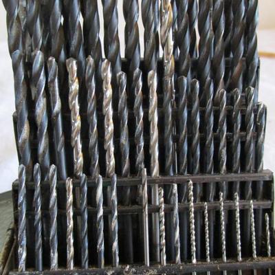 Vintage drill guide, 2 drill bit sets, various sizes