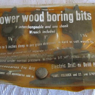 Sears power boring bit set, power wood boring bit set