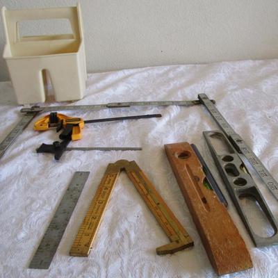 Various measuring tools and levels