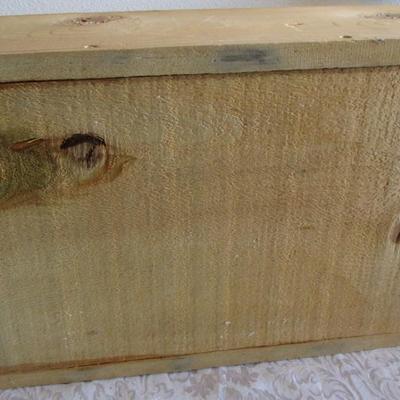 Wood tool box 21-1/2" long x 13" wide x 12-3/4" tall, very sturdy
