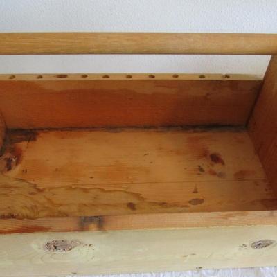 Wood tool box 21-1/2" long x 13" wide x 12-3/4" tall, very sturdy