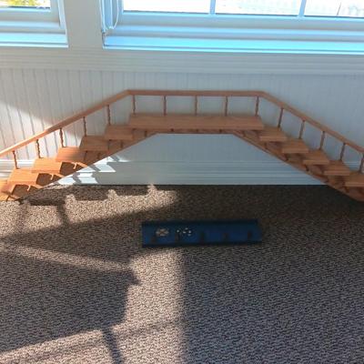 STAIR STEP WALL HUNG DISPLAY SHELF AND A COAT RACK