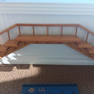 STAIR STEP WALL HUNG DISPLAY SHELF AND A COAT RACK