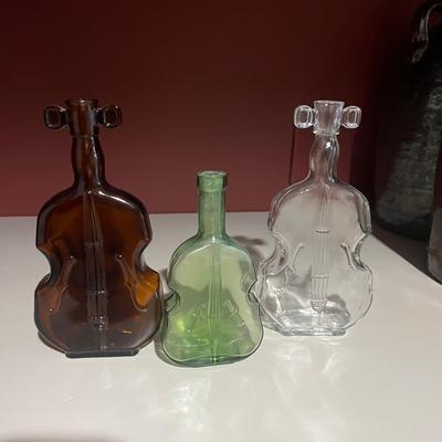 Collection of Violin Shaped Glass Bottles (2LR-MG)