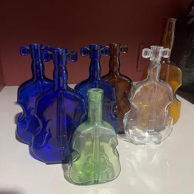 Collection of Violin Shaped Glass Bottles (2LR-MG)