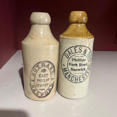 Antique Ginger Beer Stoneware Crockery Bottles (2LR-MG)