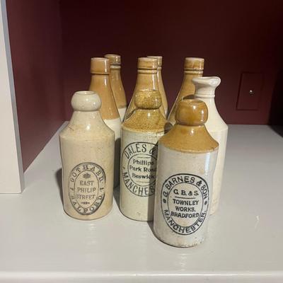 Antique Ginger Beer Stoneware Crockery Bottles (2LR-MG)