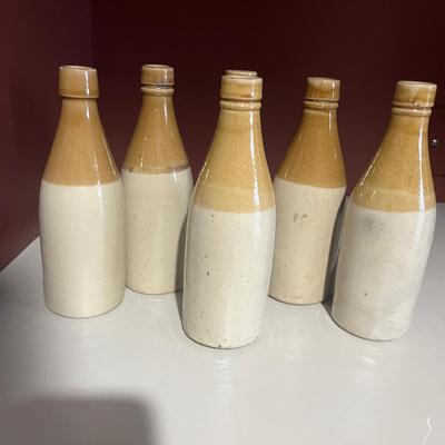 Antique Ginger Beer Stoneware Crockery Bottles (2LR-MG)