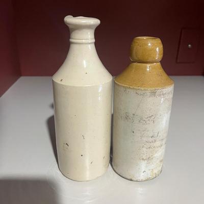 Antique Ginger Beer Stoneware Crockery Bottles (2LR-MG)