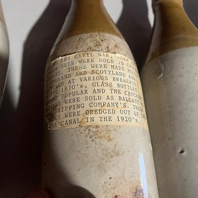 Antique Ginger Beer Stoneware Crockery Bottles (2LR-MG)