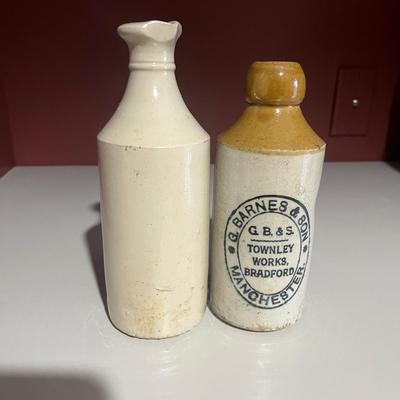 Antique Ginger Beer Stoneware Crockery Bottles (2LR-MG)