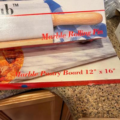 Lot New in Box Kitchen Items - Longaberger, Marble, Shelves etc.