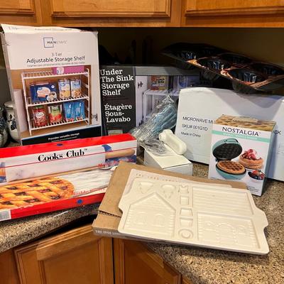 Lot New in Box Kitchen Items - Longaberger, Marble, Shelves etc.