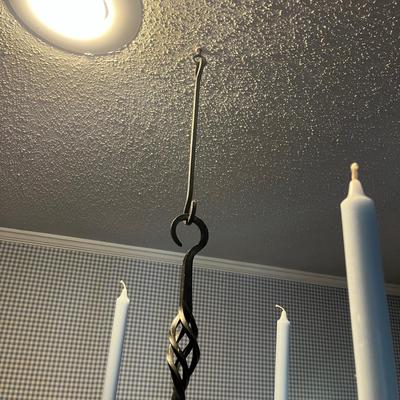 Iron Chandelier, Two Iron Candleholders & Iron Hooks (2KD-MG)