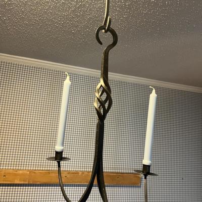 Iron Chandelier, Two Iron Candleholders & Iron Hooks (2KD-MG)