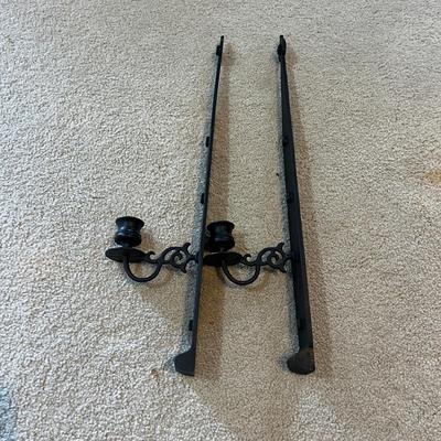 Iron Chandelier, Two Iron Candleholders & Iron Hooks (2KD-MG)