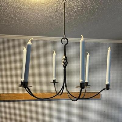 Iron Chandelier, Two Iron Candleholders & Iron Hooks (2KD-MG)