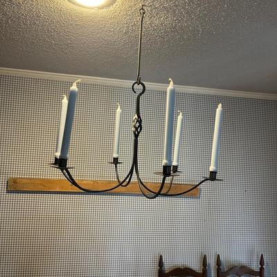 Iron Chandelier, Two Iron Candleholders & Iron Hooks (2KD-MG)