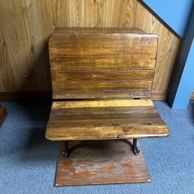 Vintage Eclipse Wood & Iron School Desk (1BL-MG)