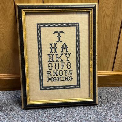 Wooden Framed 'Thank You For Not Smoking' Embroidered Sign (1BL-MG)