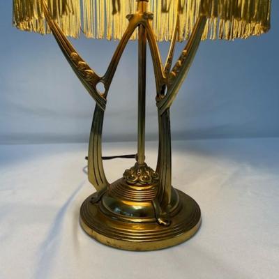 Art Nouveau Brass Parlor Lamp